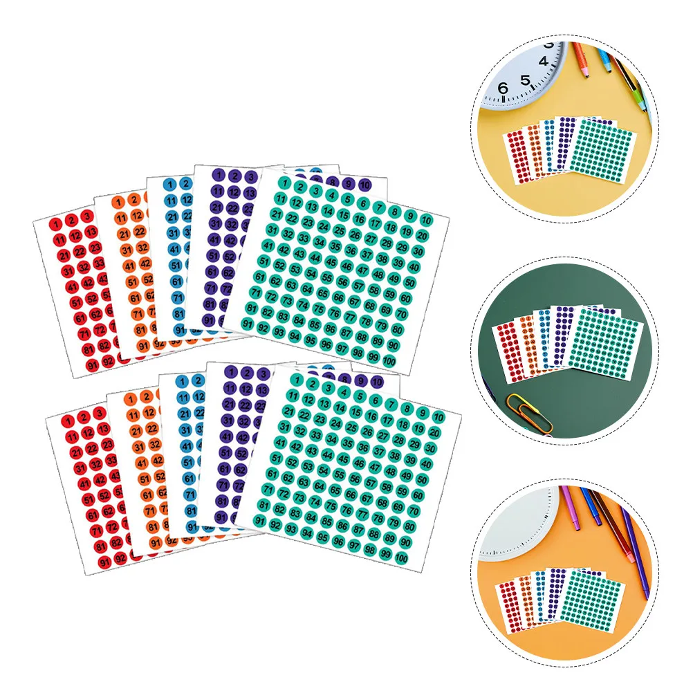 

Красочные наклейки с цифрами, маленькие круглые самоклеящиеся этикетки для организации инвентаризации, документов, офисных и школьных папок для файлов