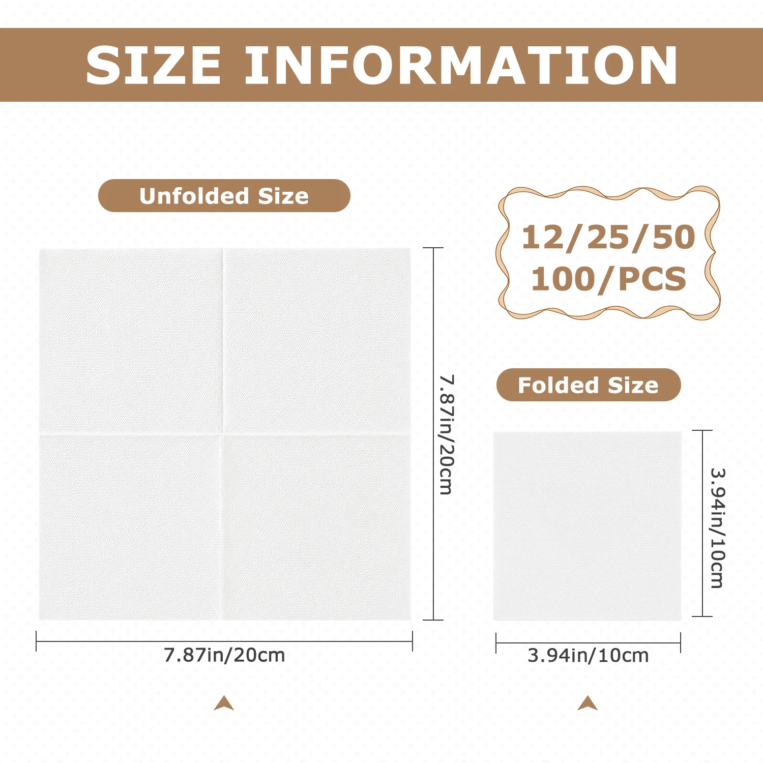 JINYUDOME 25/50/100PCS Linen Feel Cocktail Napkins,Disposable Paper 7.87x7.87in,Folded Square For Wedding,Party,Events,Cafe,Bar