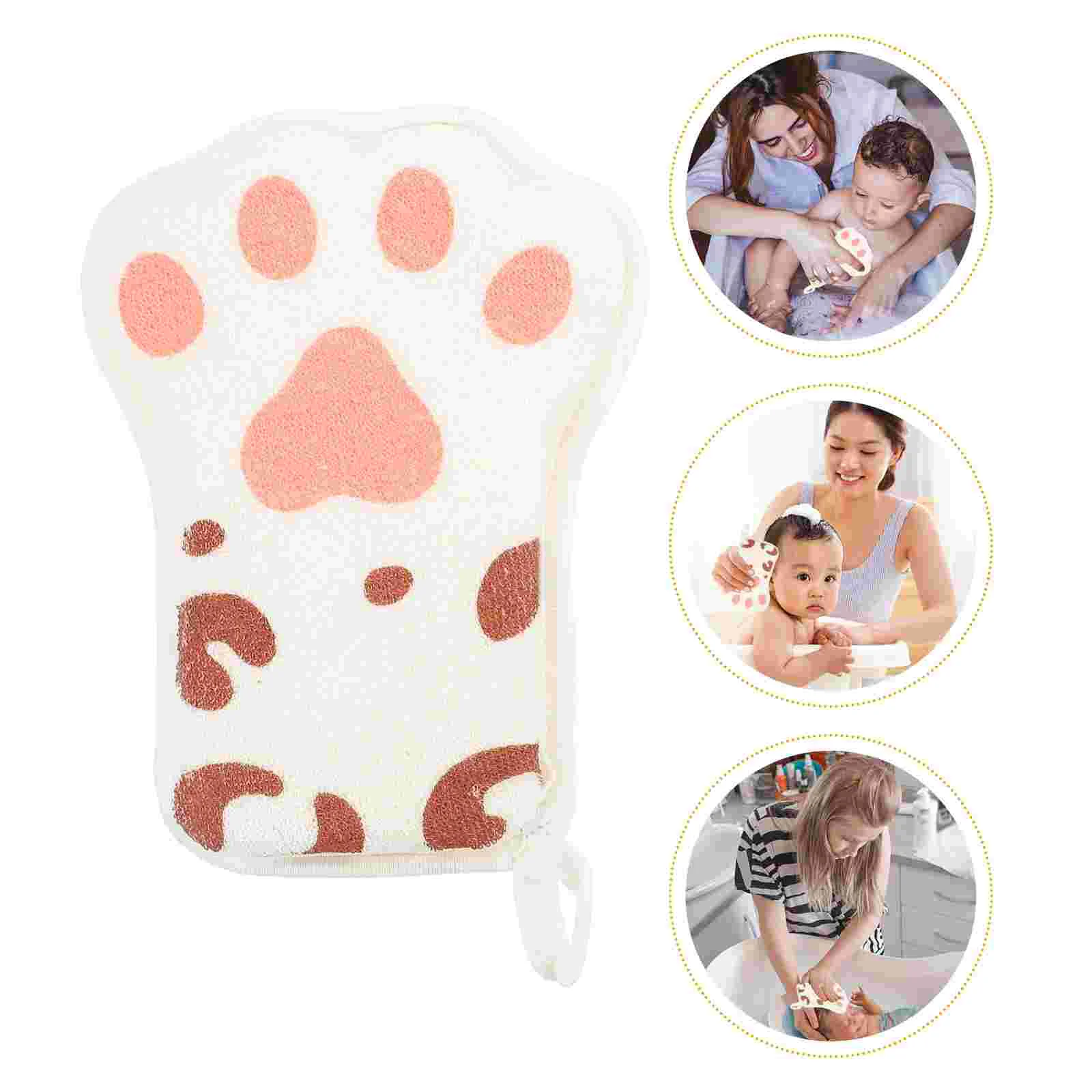 2 Pcs Paw Bath Cotton Toddler Gloves Esponja Para Bañarse Shower Brush Sponge Soothing Body Sponges Baby Towel Kids Exfoliating