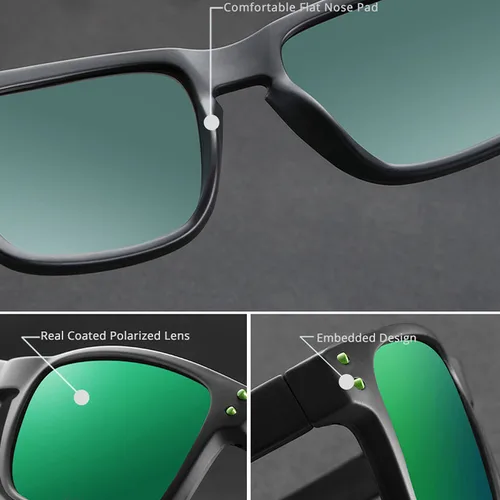 Imagen 2 del producto KDEAM gafas de sol polarizadas para hombres marca Vintage viajes al aire libre gafas de sol de conducción marco cuadrado fresco tonos de pesca negros 9102