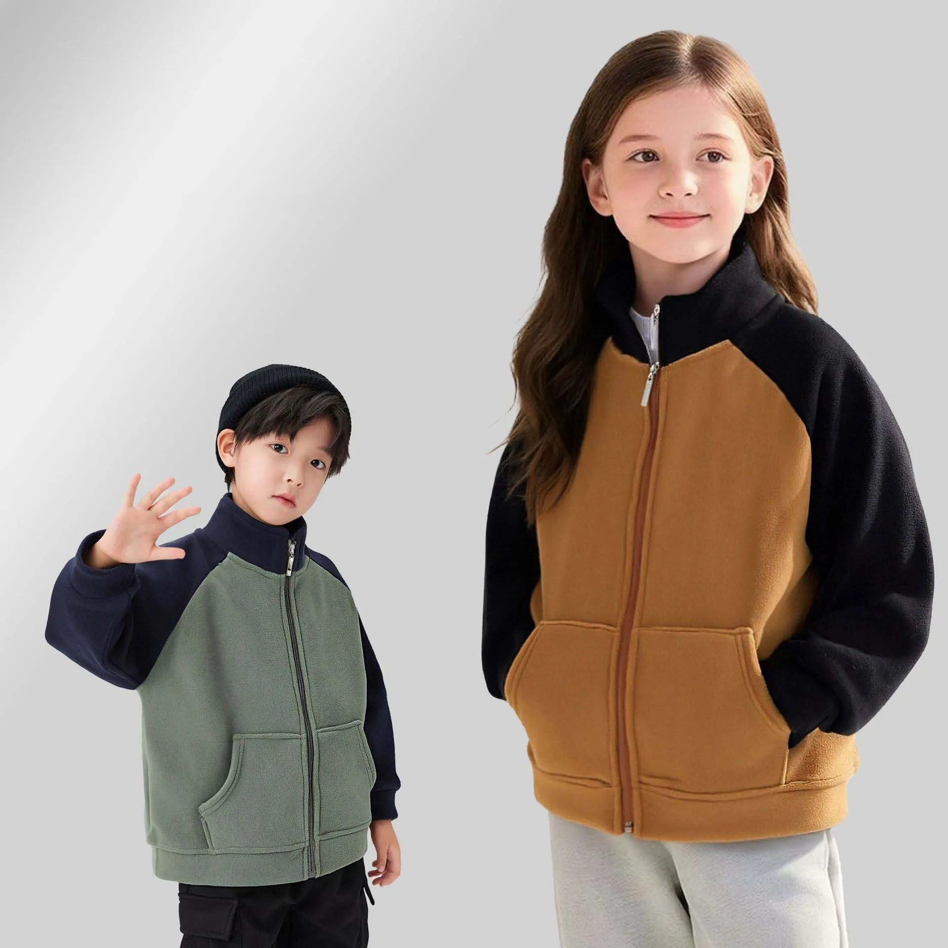 UNITIM Children Fleece Coat Autumn Winter Junior Girls Velvet Warm Jackets Loose Spliced Long Sleeve Teens Girls Winter Jackets