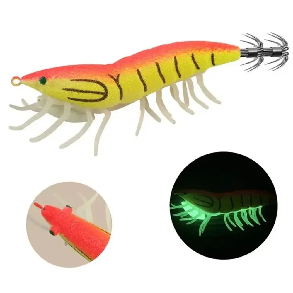 Fluorescent Wood Shrimp Soft-footed No. 3.0 No. 3.5 Squid Hook Imitation Glow-in-the-dark Artificial Squid Jig Fishing Lure