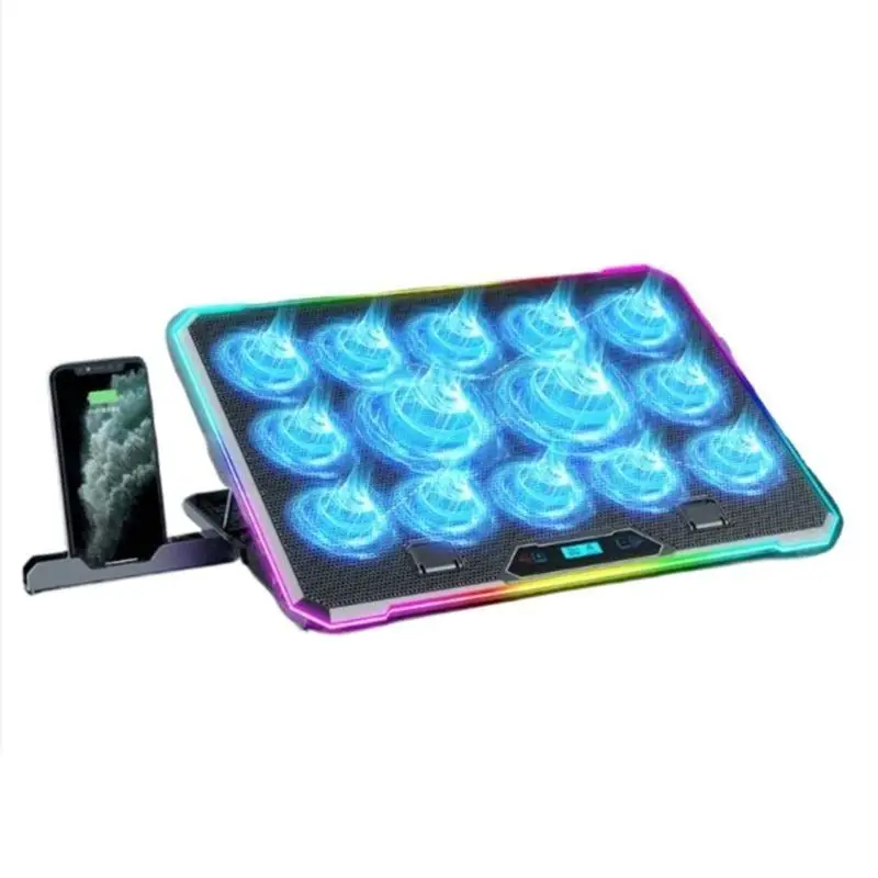 R53C Enhances Laptop Cooling Pad with Light Fan, USB Port 8Level Adjustable Stand