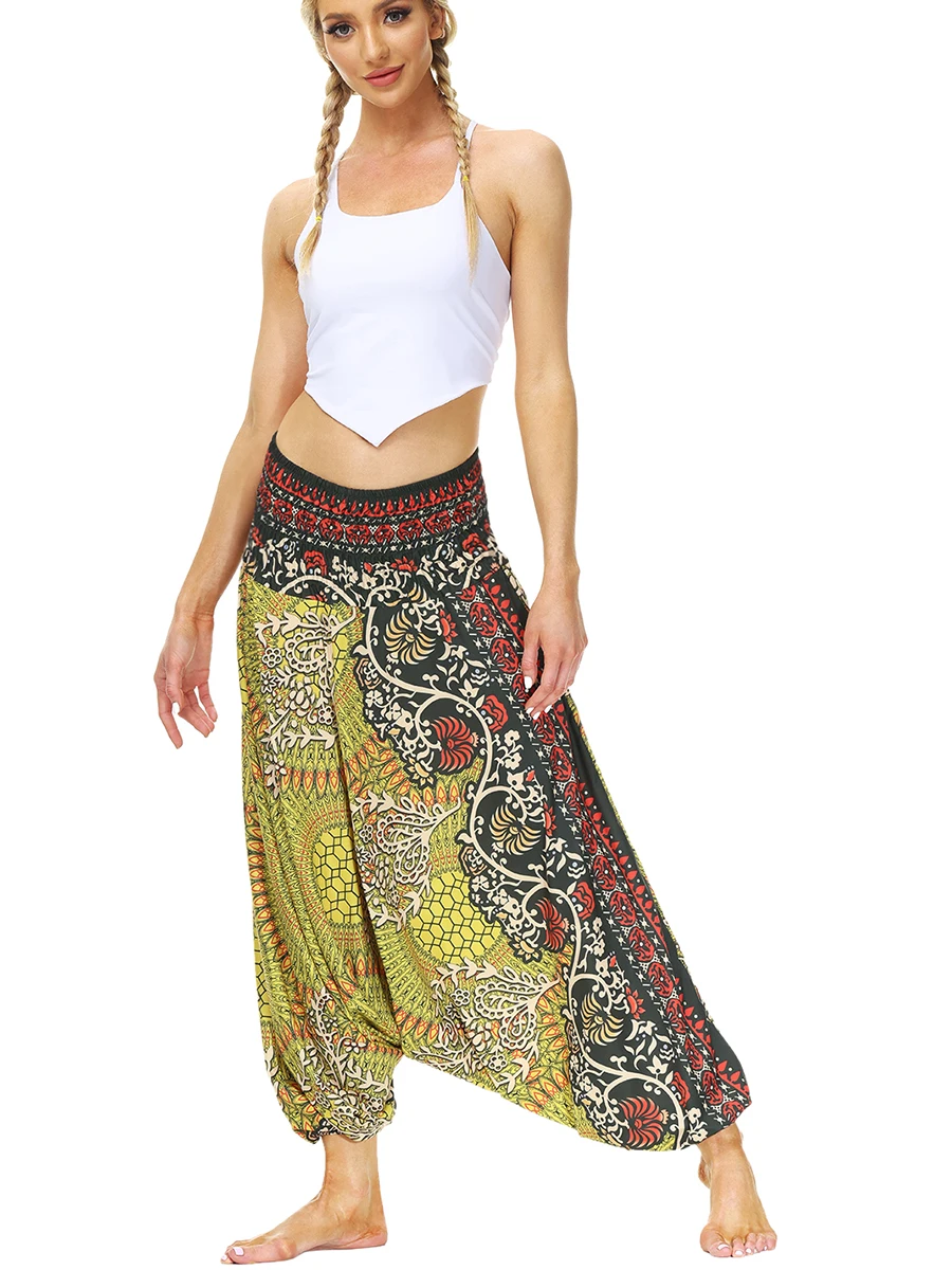 Women\'s Casual Beach Pants Harem Pants Yoga Pants Harem High Waist Baggy Hippie Boho Aladdin Pants