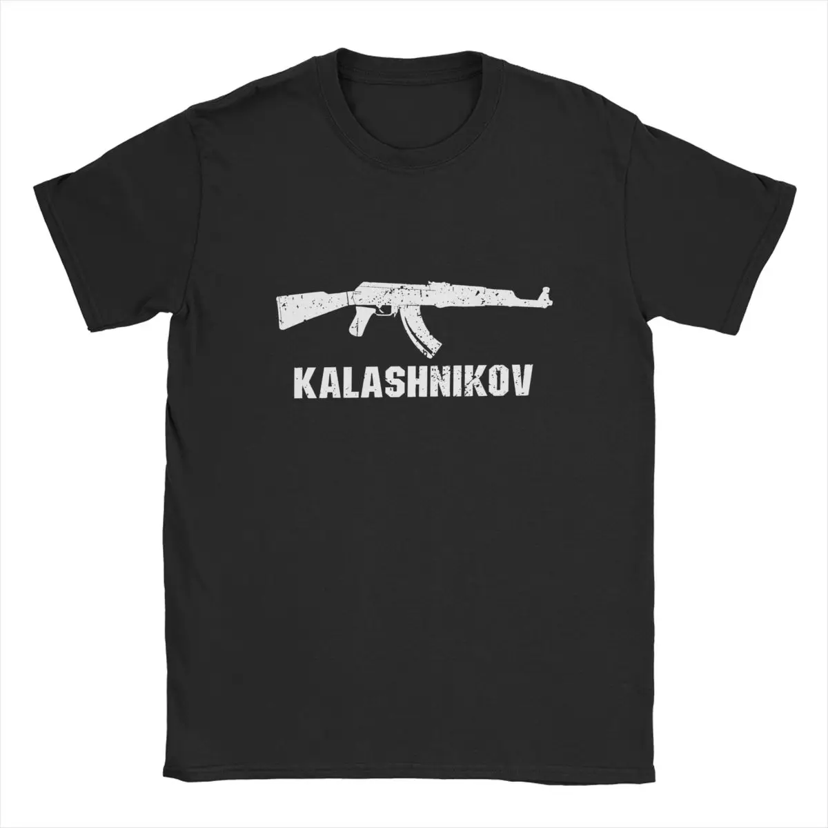 USSR AK-47 Kalashnikov T-Shirts Men Saiga Semi Automatic Vintage Pure Cotton Tee Shirt Round Neck Short Sleeve T Shirts Plus