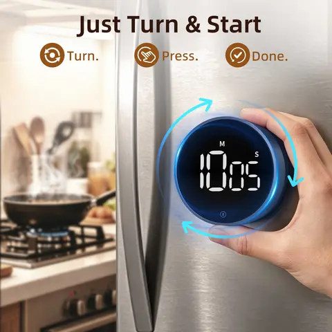 NOKLEAD Magnetic Kitchen Timer Digital Timer Manual Countdown Rotary Timer Mechanical Cooking Timer Cooking Shower Stopwatch