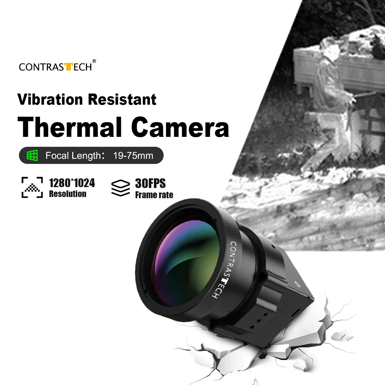 High Resolution LWIR Sensor 1280 X 1024 30Hz 8.0X 25mm 35mm Lens 40mK Vibration-resistant Thermal Camera for Outdoor Monitoring