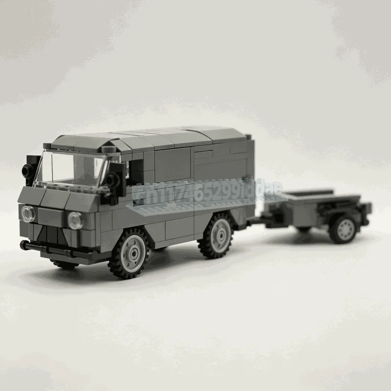 242PCS Retro Utility Van And Cargo Trailer Building Blocks City Transport Vehicle Model DIY Assembly Toy Road Trip Display Gift