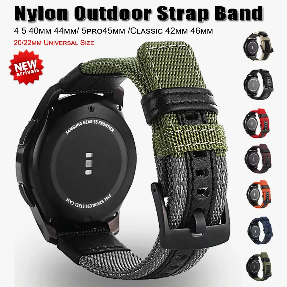 Nylon Strap For Samsung Galaxy watch 3 4 5 pro 46mm band 22mm 20mm Watch Woven Nylon Band for Amazfit Band 20mm 22mm Wristband