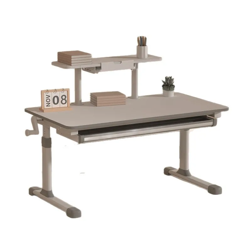 

Flat learning table and chair set school, children's homework writing large white table