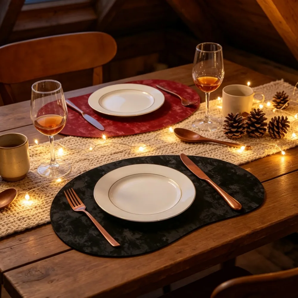 1/4/10pcs Artificial Placemats Creative Decorative Coasters Erasable And Washable Kitchen Desk Mats Suitable Christmas Gift