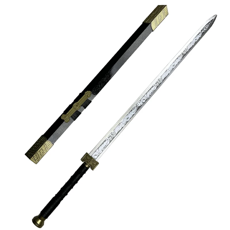 Espada de práctica de artes marciales de 104cm, funda de madera de acero inoxidable, cuchillo de juguete para niños, utilería de película y televisión, cuchillo de Metal