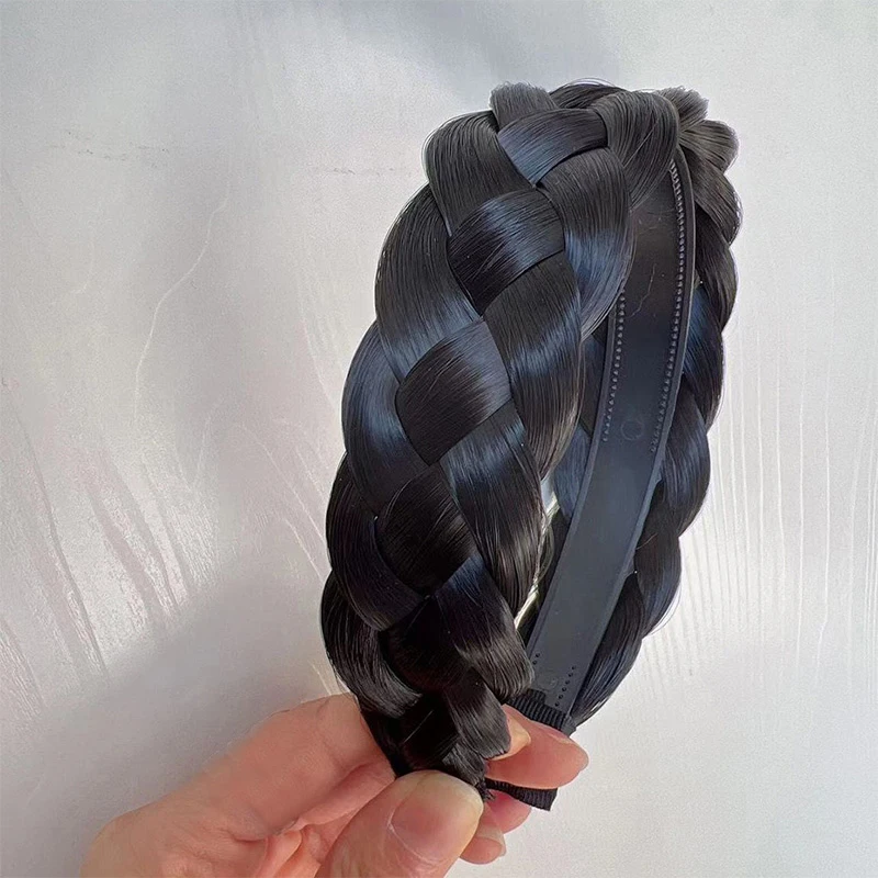 Bohe sztuczny styl Fishbone pleciony pałąk zębate antypoślizgowe Hairband peruka Twist Braid obręcz do włosów szeroka opaska na głowę stylizacja