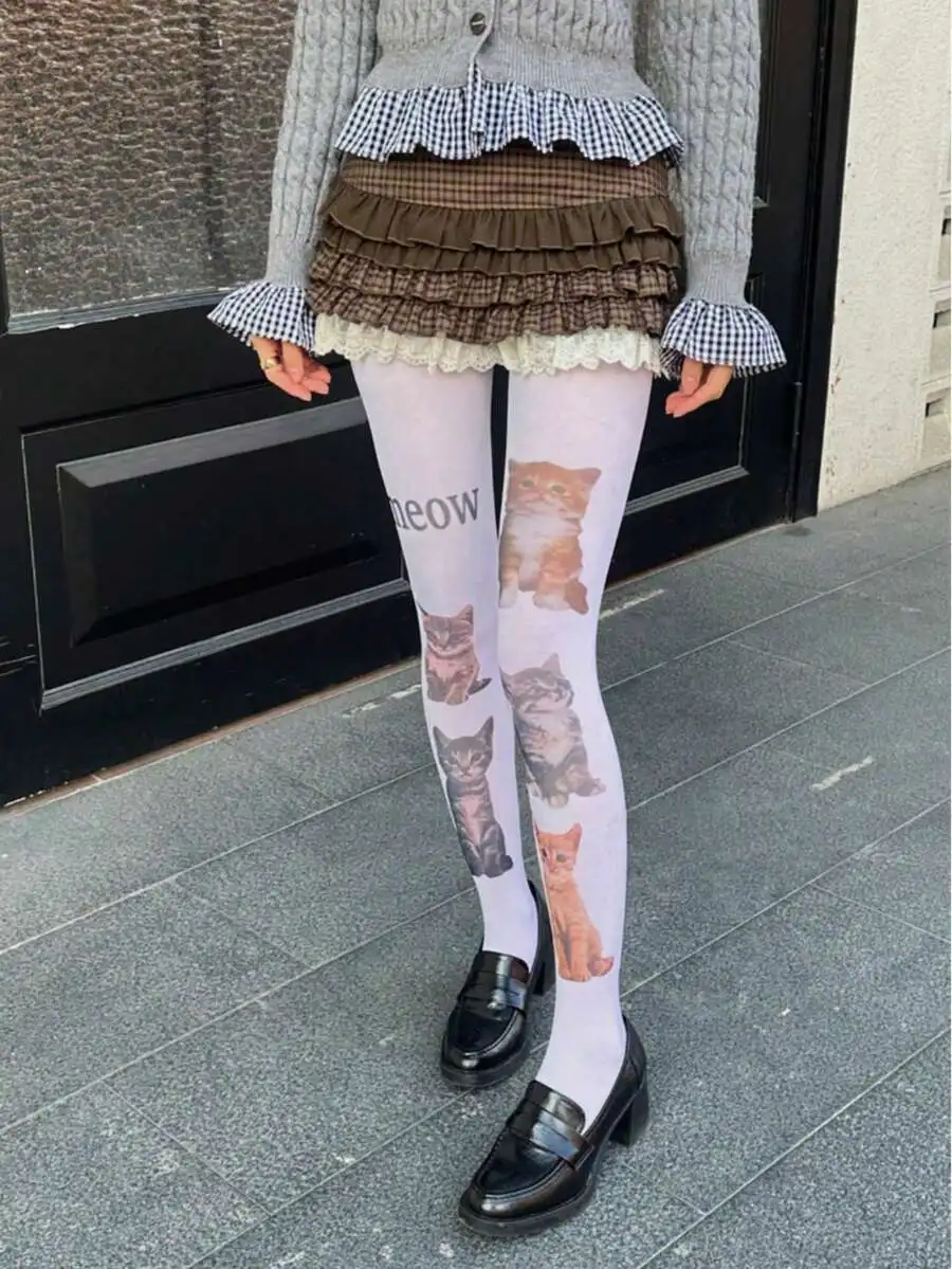 1 Pair Women's Cat Print Pantyhose, Cute And Adorable, A Must-Have For Cat Lovers, Perfect For Festivals, Dates, Daily Outings And Parties - Image 2