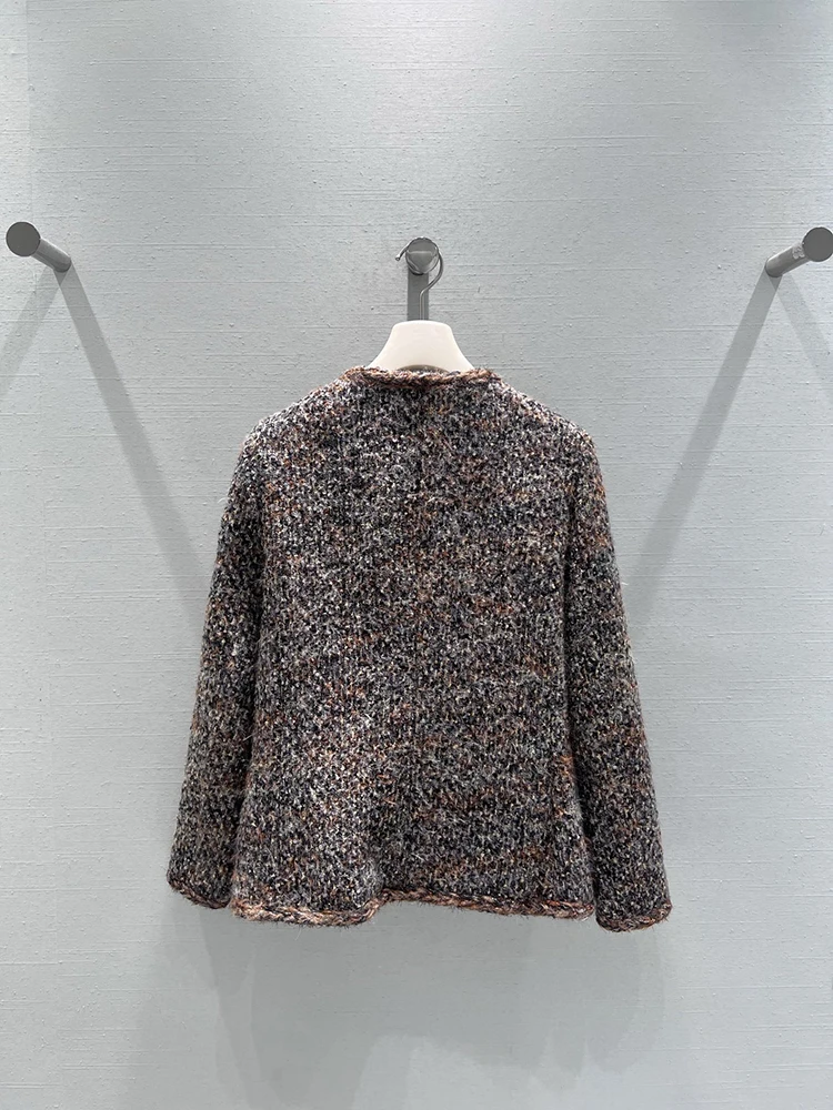 SVORYXIU الخريف الشتاء نمط جديد الترفيه نمط جيوب مزدوجة صف واحد مشبك الحياكة معطف امرأة موضة سترة دافئة معطف #6