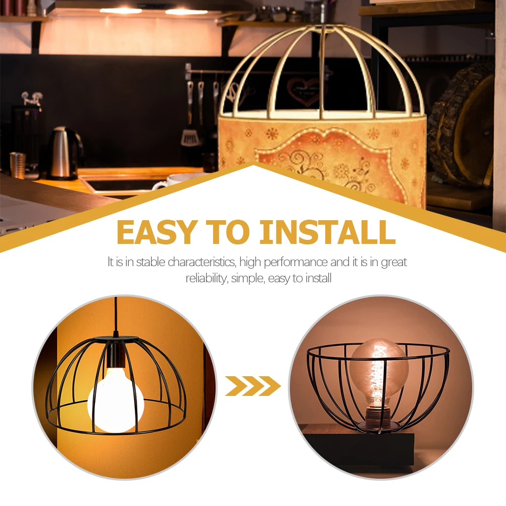 

2pcs Lamp Shade Frame Diy Wire Lamp Cover For Pendant Light Vintage Lampshade Holder Metal Ring Support Chandelier Cage Guard