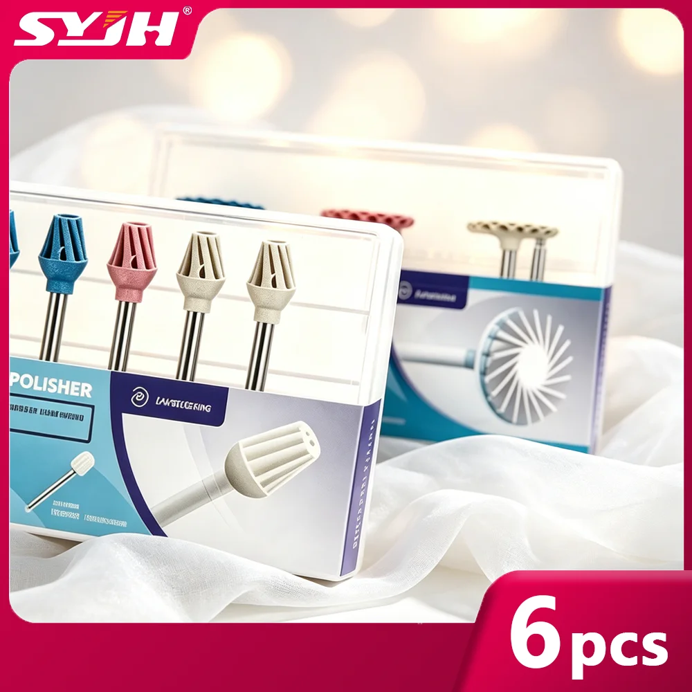 

SYJH 6Pcs/Box Dental Rubber Polisher Composite Resin Polishing Diamond System Spiral Wheel Flexible Dental Material