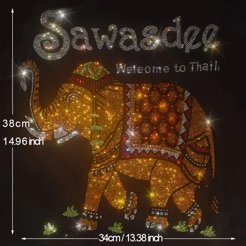 

Сверкающий слон, переводная наклейка с помощью утюга, искусственная аппликация для одежды, футболок и джинсов, худи, украшение для дома