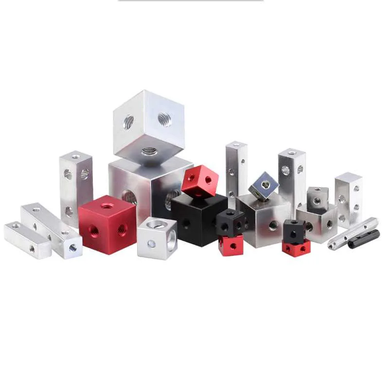 M3 M4 M5 Aluminum Square Bar Six-sided Nut Cube Fixing Block Cuboid Nuts Robot Bridge Connector Rectangular Joint threaded Holes
