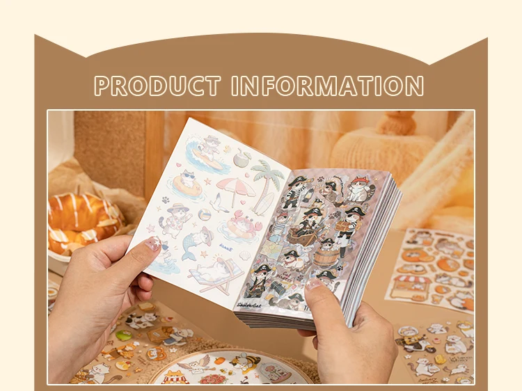20Pcs Cute Cat Themed Die-Cut Stickers Book for DIY Flash Decorative Scrapbook Phone Case Collage Aesthetic Stationery Material