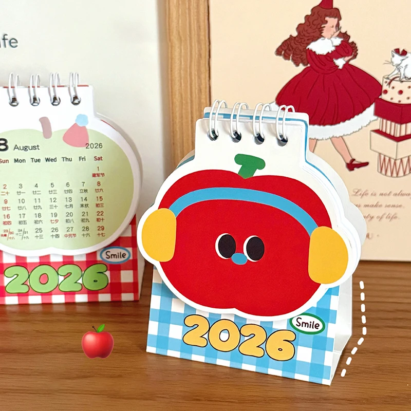 1 قطعة 2026 أجندة مكتبية صغيرة أبل تقويم صغير الحلي الفتيات سطح المكتب الديكور الحلي ألوان صغيرة ورائعة #4