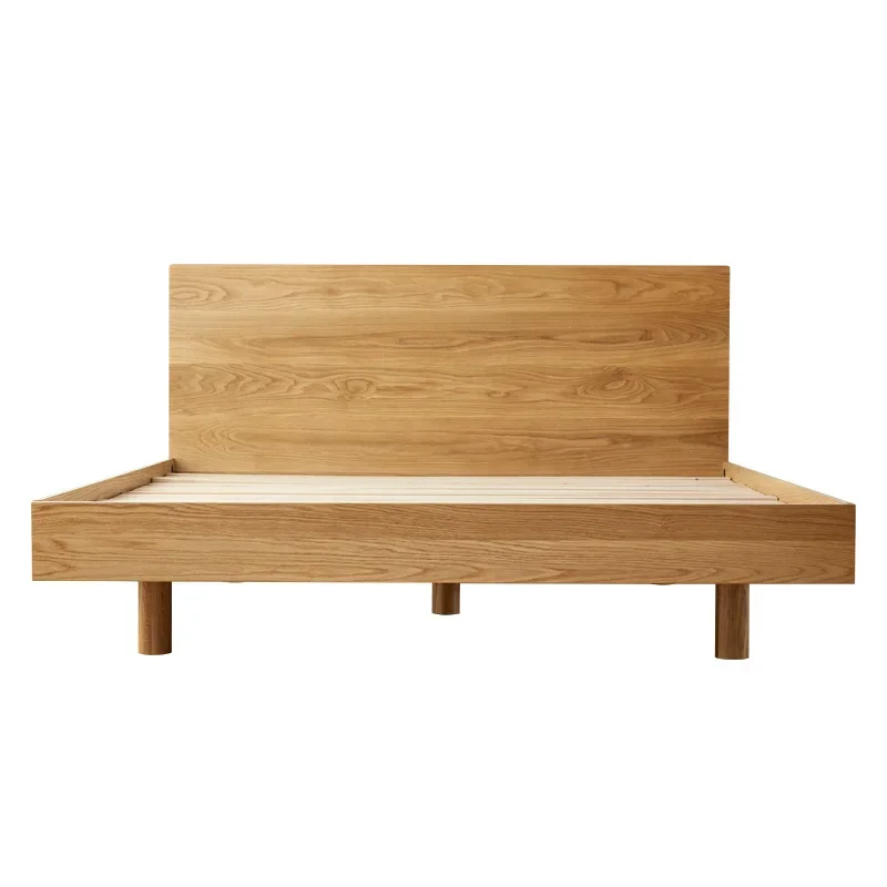 

North American black walnut full solid light luxury simple modern bed, Nordic white oak modern bed