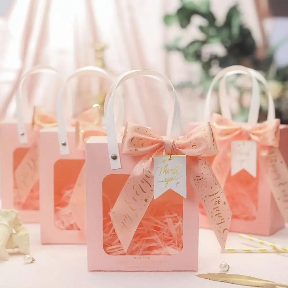 Solid Color Gift Bags New with Clear Window Party Supplies Wedding Distributions Bags Candy Boxes Cake Packing Box