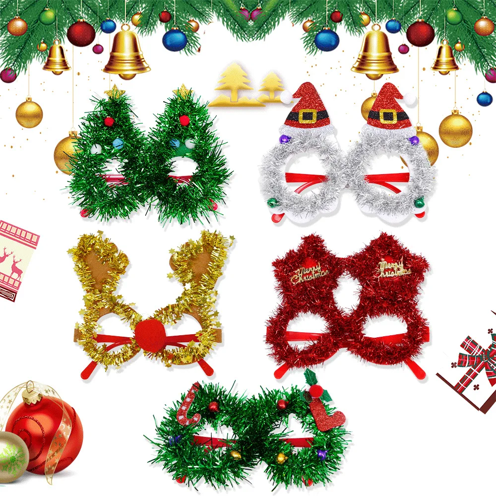 

Christmas Tree New Christmas Decoration Glasses Adult and Children Christmas Gifts Color Bar Eyeframe Festival Party Photo Props