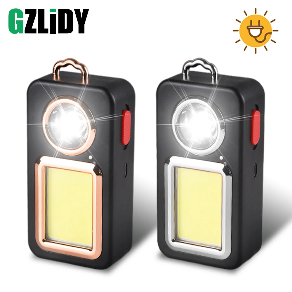 

COB Work Light Solar Charging LED Flashlight Powerful Waterproof Camping Lantern USB Rechargeable Fishing Lamp Portable Torch