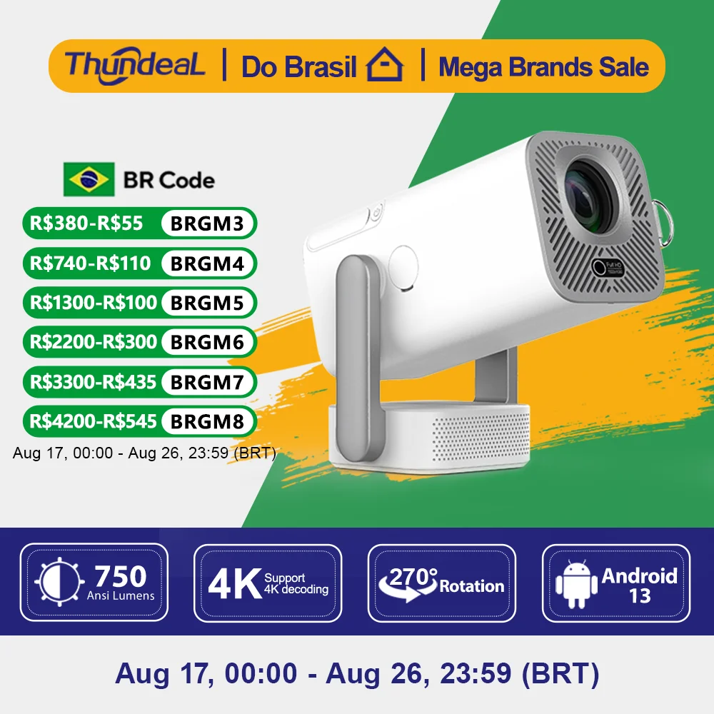 Projetores no brasil Mini projetor ThundeaL HD TD80 Pro Full HD 1080p vídeo 4K WiFi  Android  inteligente projetor de imagem portátil TD80Pro cinema em casa Para celular apresentação PK TD80W
