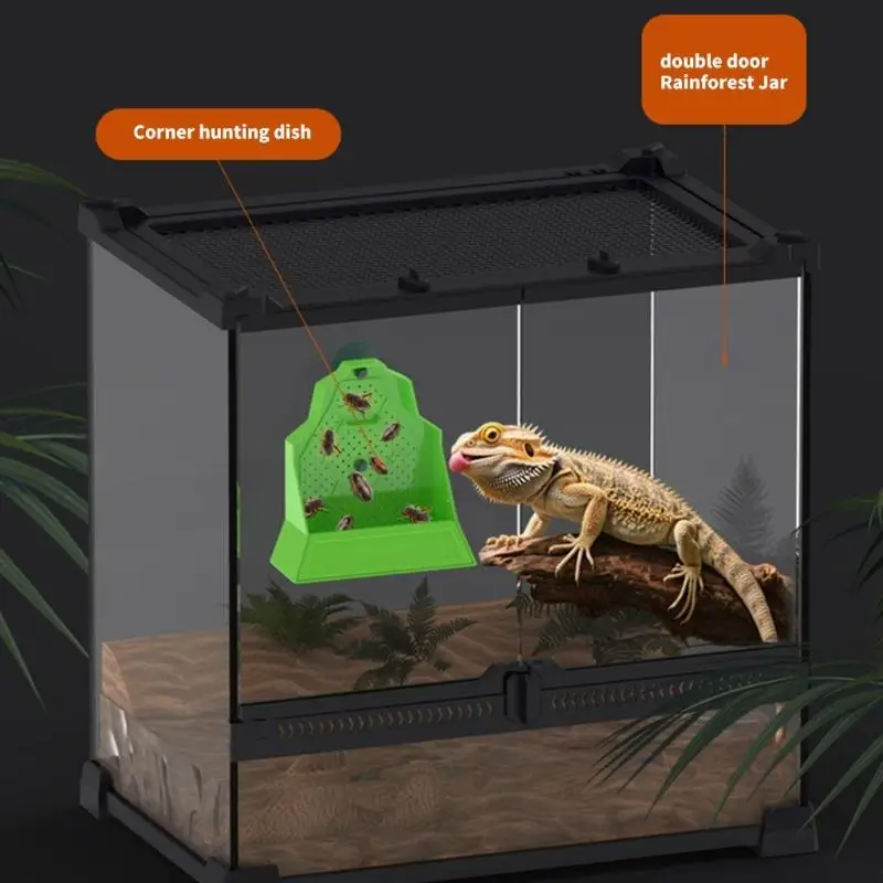 

E8BD Ventilated Insect Feeder Bowl With AntiEscape Design And Suction Base For Secure Placement In Reptiles Habitats