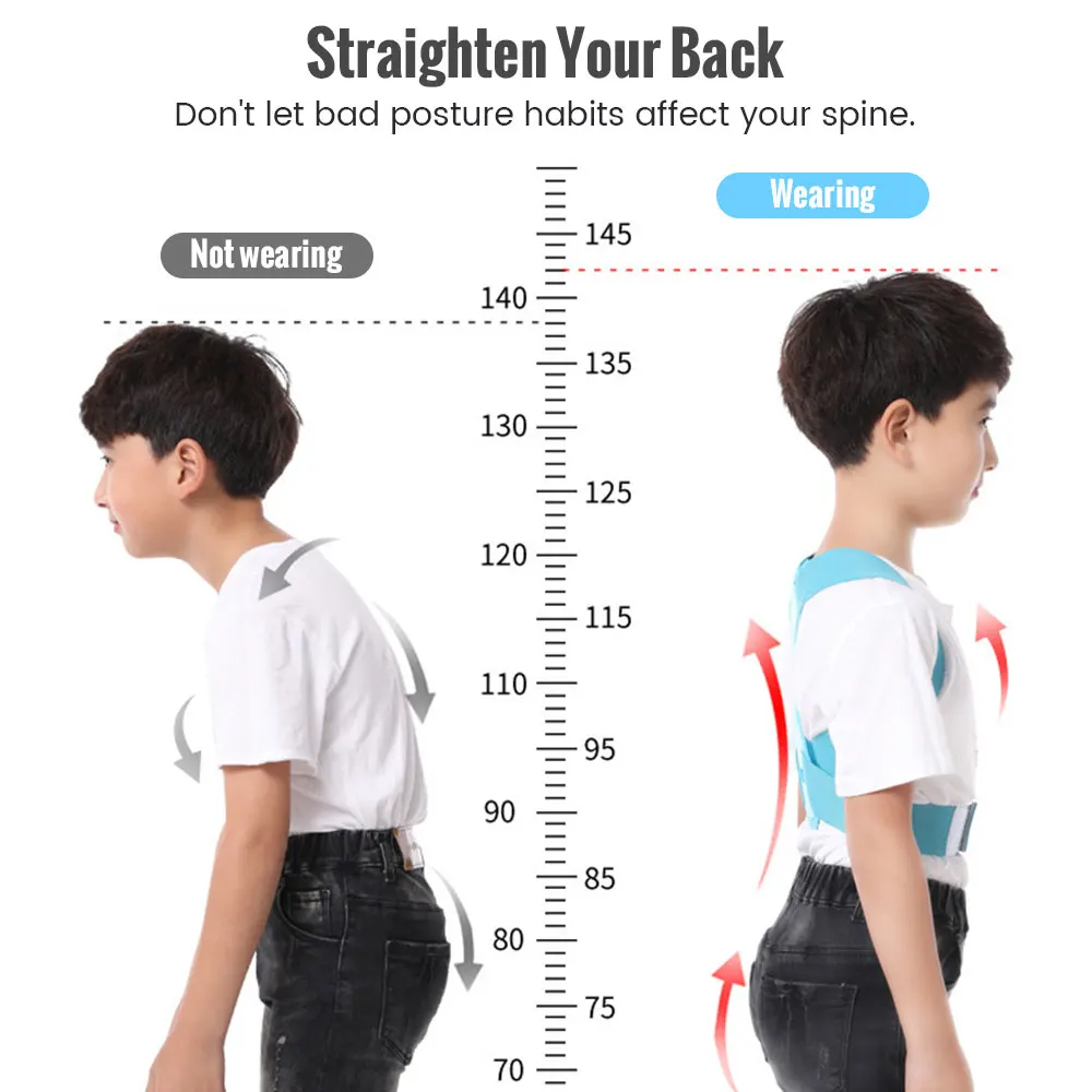 Children Adjustable Posture Corrector Back Support Boys Girls Shoulder Belt Rectify Straighten Correction Pain Relief Beauty Kid