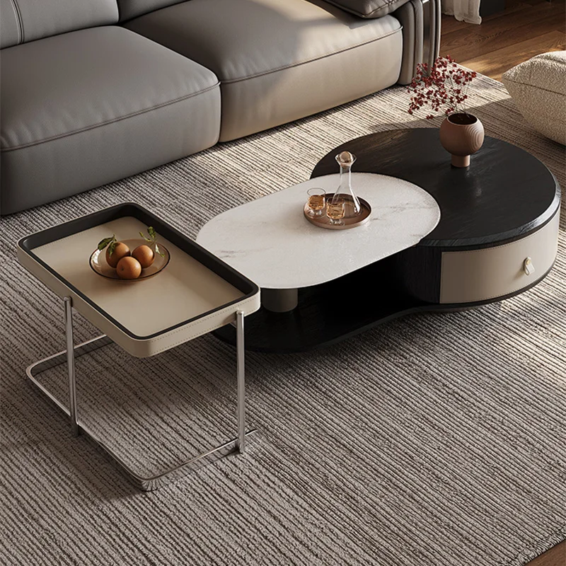 

Elegant Round Coffee Table Modern Home Office Hotel Interior Decor Coffee Tables High-End Living Room Apartment Center Table Set