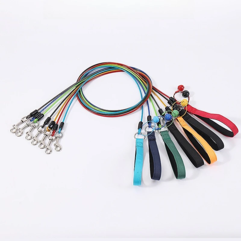 حبل جر معدني جديد للكلاب الأليفة مضاد للعض ومتين مناسب للكلاب من جميع الأحجام مستلزمات المشي في الهواء الطلق للحيوانات الأليفة #6