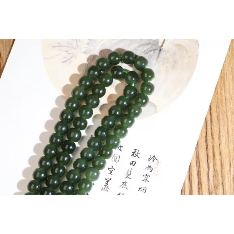 Großhandel Hetian Jade Qinghai Material klare Aquarell 7x8mm Buddha 108 Perlen