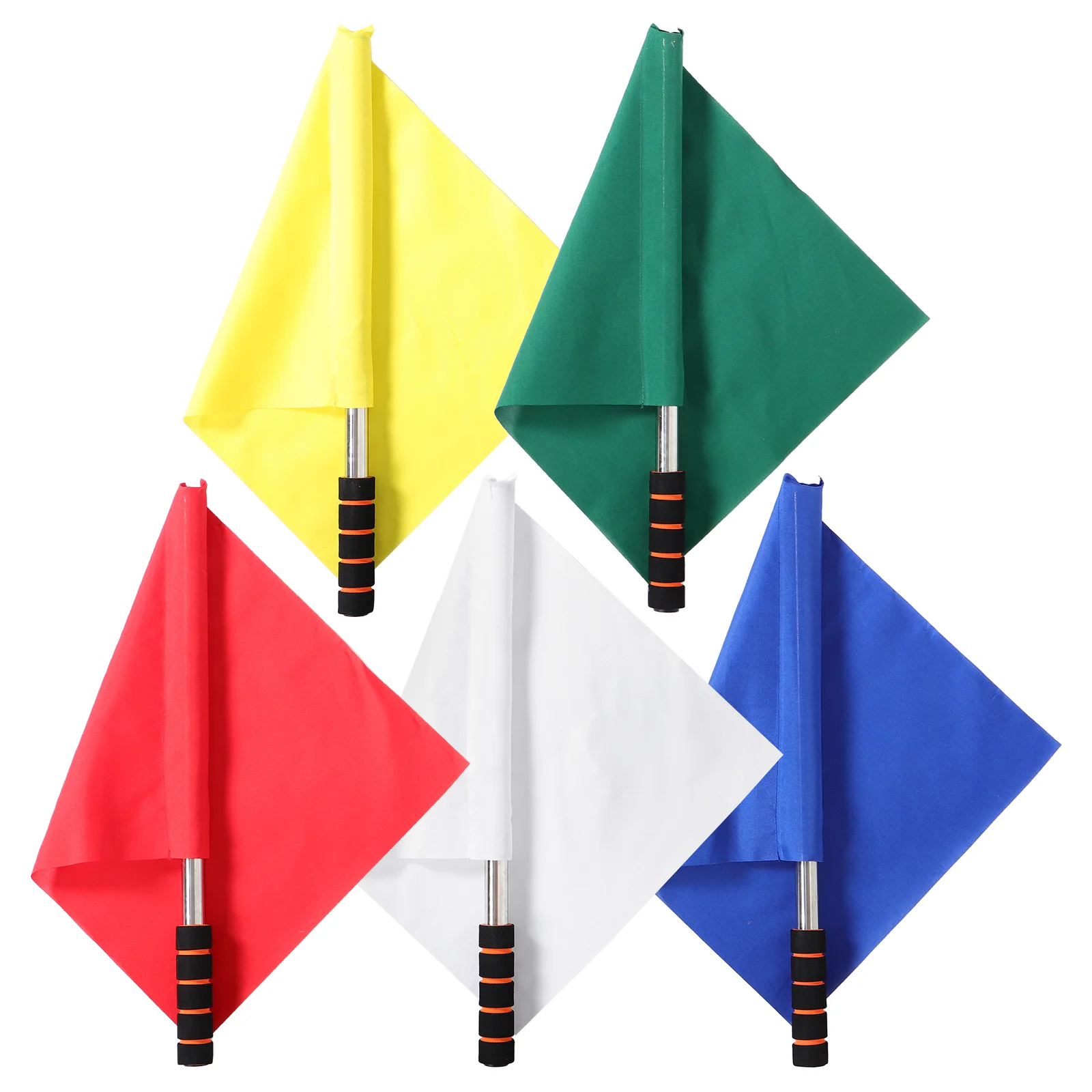 

5 Pcs Referee Starting Flag Flags Official for Soccer Handheld Match Waving Pongee Stainless Steel Agility Tool Conducting