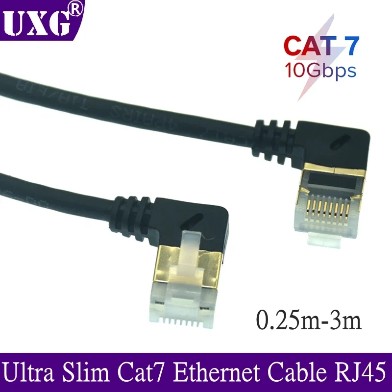 10Gbps RJ45 Cat7สาย Lan UTP RJ45สายเคเบิลเครือข่าย Ethernet สำหรับ Cat6ใช้งานร่วมกับ Patch 90องศา Up ลงมุมขวา