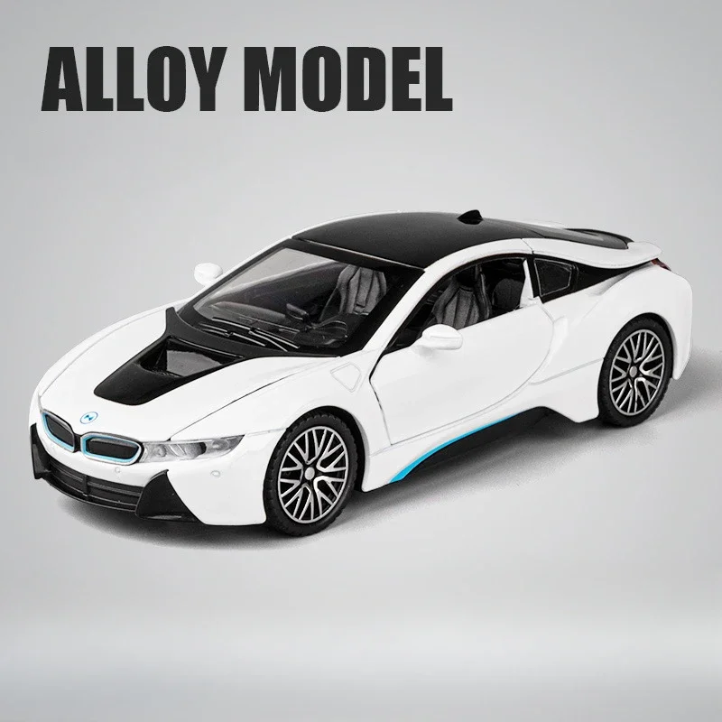 

Diecast 1:32 BMW I8 Alloy Car Model Sound And Light Metal Simulation Toys Vehicles Kids Boys Car Toy Gift Collective Home Decor