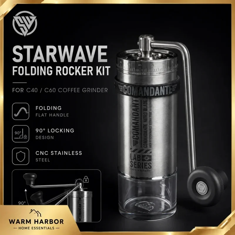 Starwave Folding Rocker Kit Flat Handle For Comandante C40 C60 Coffee Grinder Hand Crank Accessory Replacement Part Portable Kit