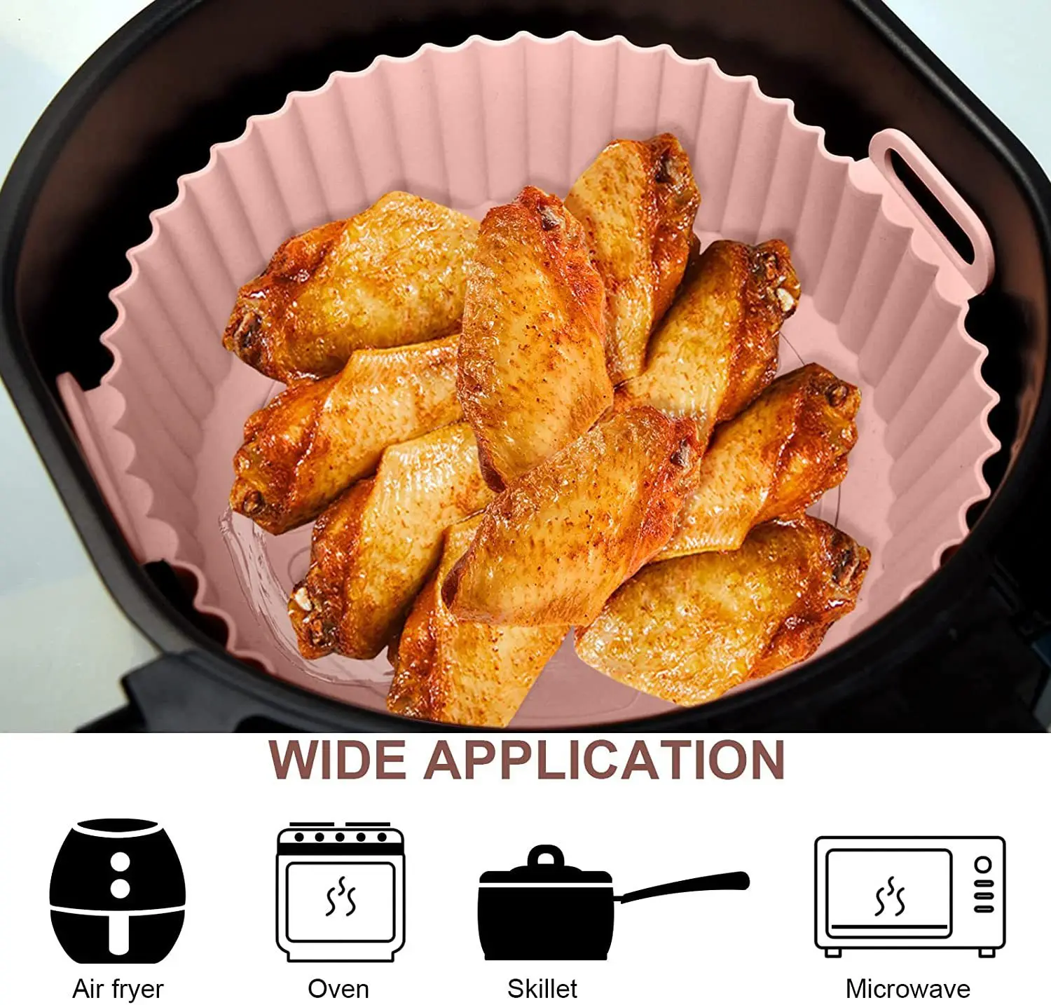 Air Fryer Silikon Korb Verdicken Silikon Form Für Air Fryer Topf Ofen Backblech Gebratenes Huhn Pizza Air Fryer Zubehör – Detail 3