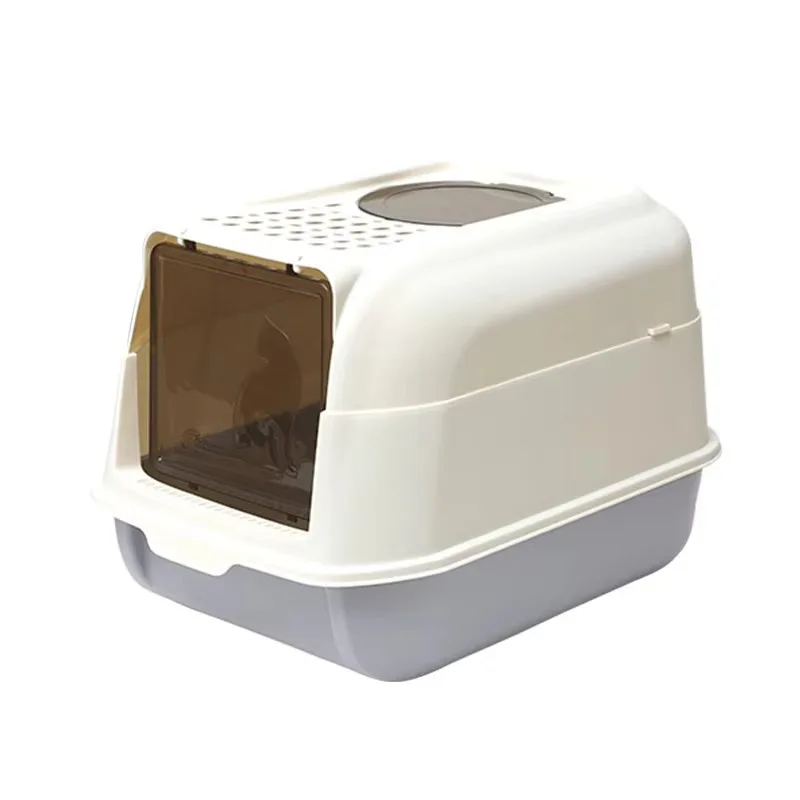 

Plastic Kitty Litters Boxes Bin Cabinet Large Cat Toilet Ventilation Enclosed Furniture with Spacious Space and Removable Tray