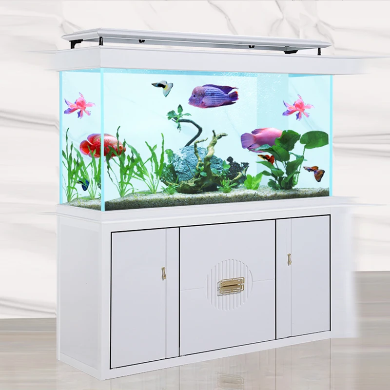 Super White Fish Tank Living Room Large and Medium Size Home Partition Screen Fish Globe Modern Light Luxury Bottom Filter Drago