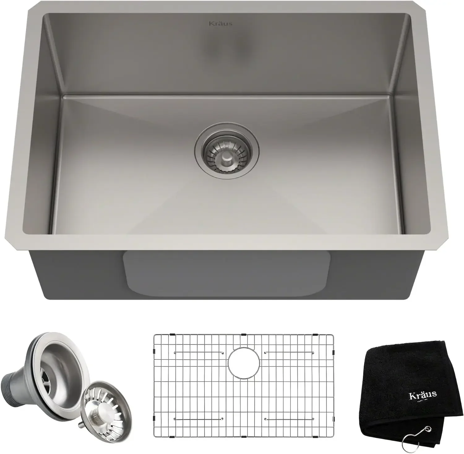 

KHU100-26 Standart Pro 16 Gauge Undermount Single Bowl Kitchen Sink, 26 Inch, Stainless Steel