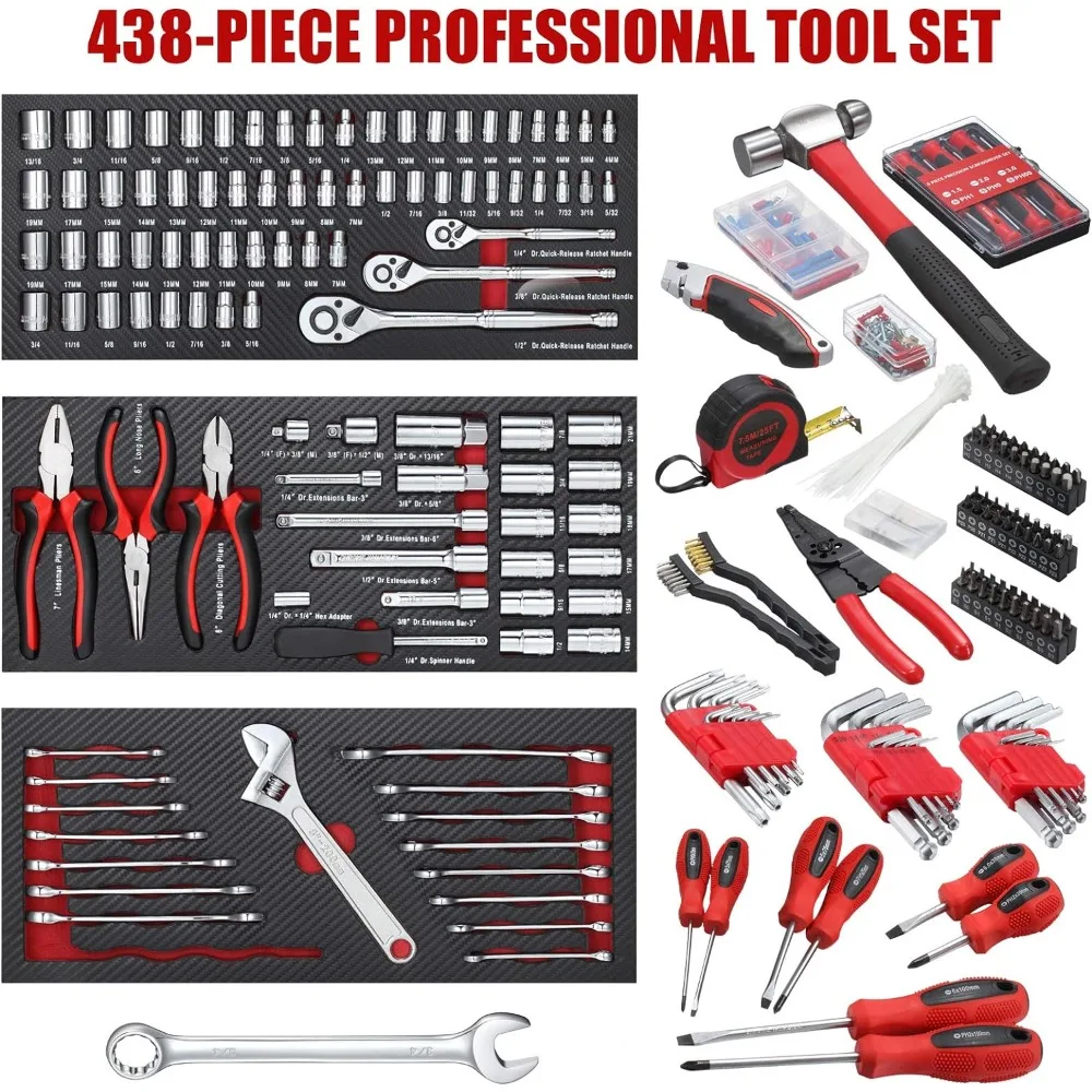 Mecânica Tool Set com 3 gavetas, Heavy Duty Metal Box, Repair Tool Kit