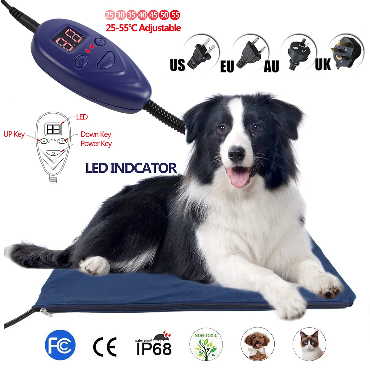 Dog Adjustable Electric Heating Pad Temperature Waterproof Heated Warm Mat Pet Electric Blanket Winter Puppy Sleeping Supplies