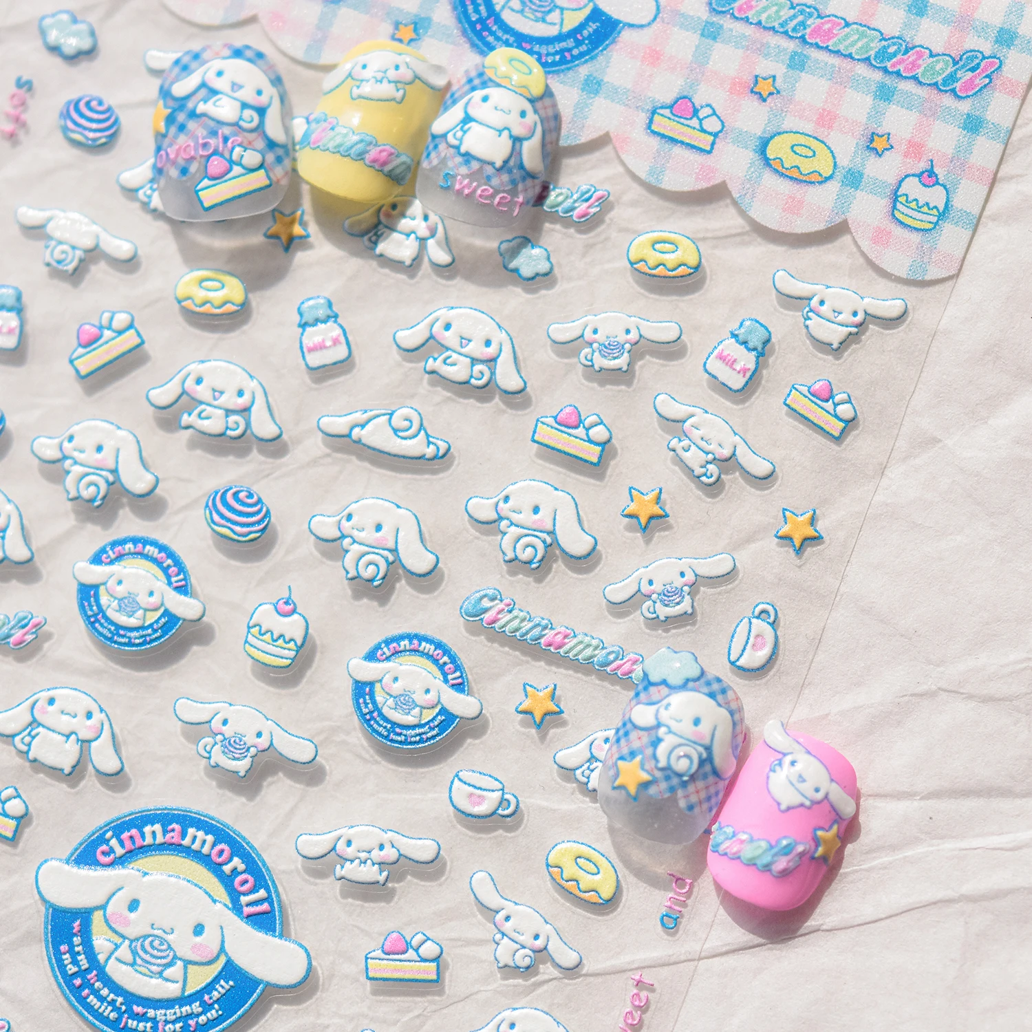 1PCS Various Types Cinnamoroll Nail Stickers Sanrio Self-Adhesive Long-Lasting Color Nail Accessories New Cartoon Nail Parts