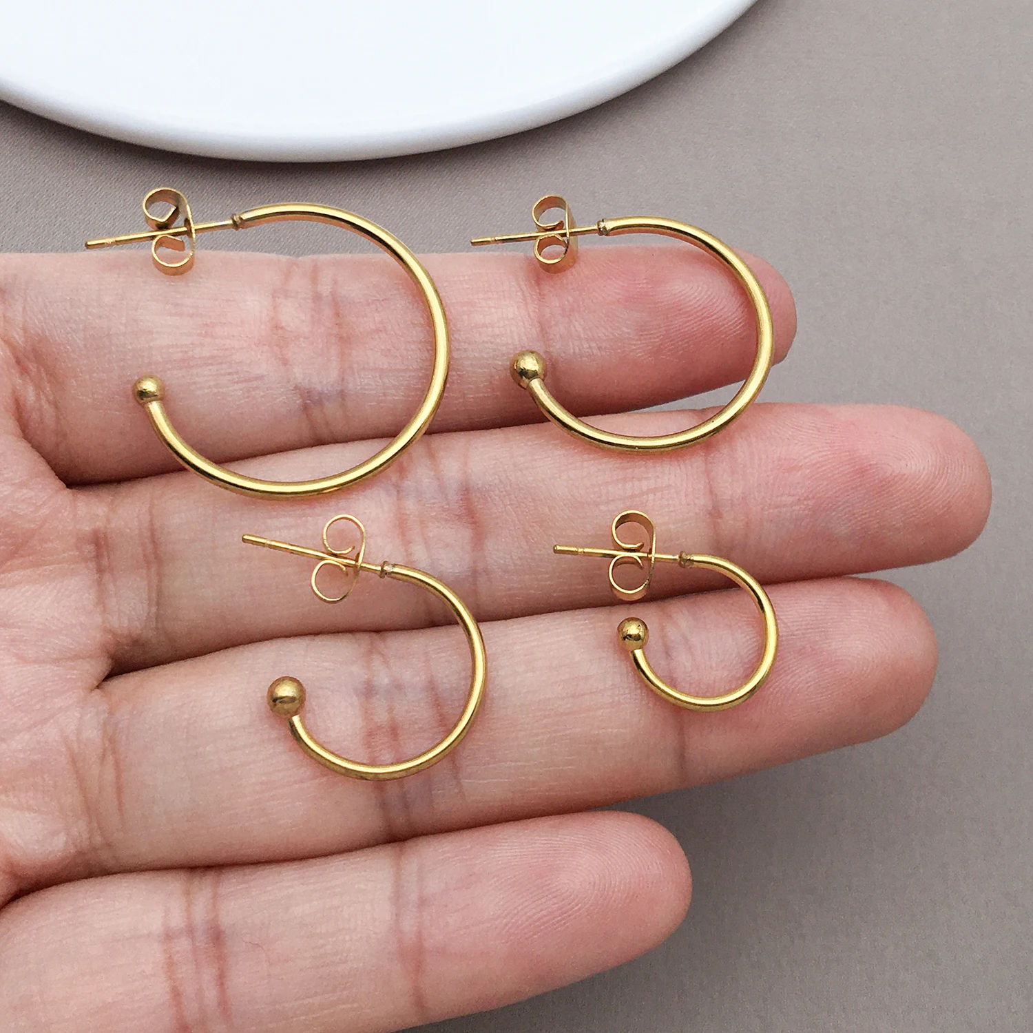 5pcs/lot Fashion Gold Size Circle Earrings Women's for DIY Jewelry Accessories   Stainless Steel Earrings Wholesale Supplies