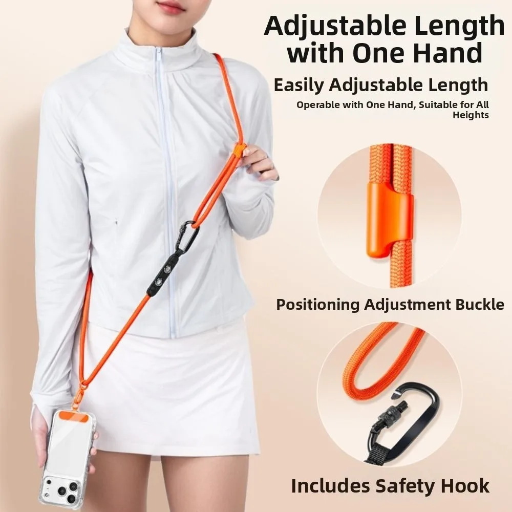 

Adjustable Mobile Phone Lanyard with Patch Anti-Lost Crossbody Phone Strap Soft with Storage Hole Neck Rope