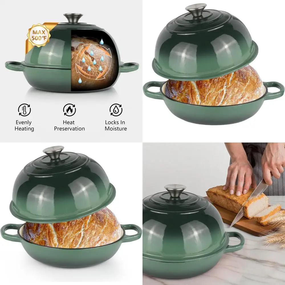 

Чугунная эмалированная жаровня (голландская печь) объемом 6 кварт с крышкой, идеально подходит для выпечки хлеба на закваске, жарки, тушения и приготовления супов, антипригарная посуда для приготовления пищи