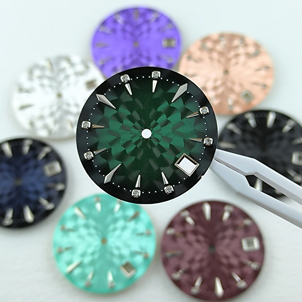 Ladies' NH35 Watch Dial 29mm Diamond Dial Customized LOGO Watch Accessories Suitable for NH35 Movement